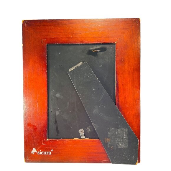 Vtg Sicura Wood Wicker Rectangular Picture Frame 5x7 photo easel Boho Rustic - Picture 7 of 16